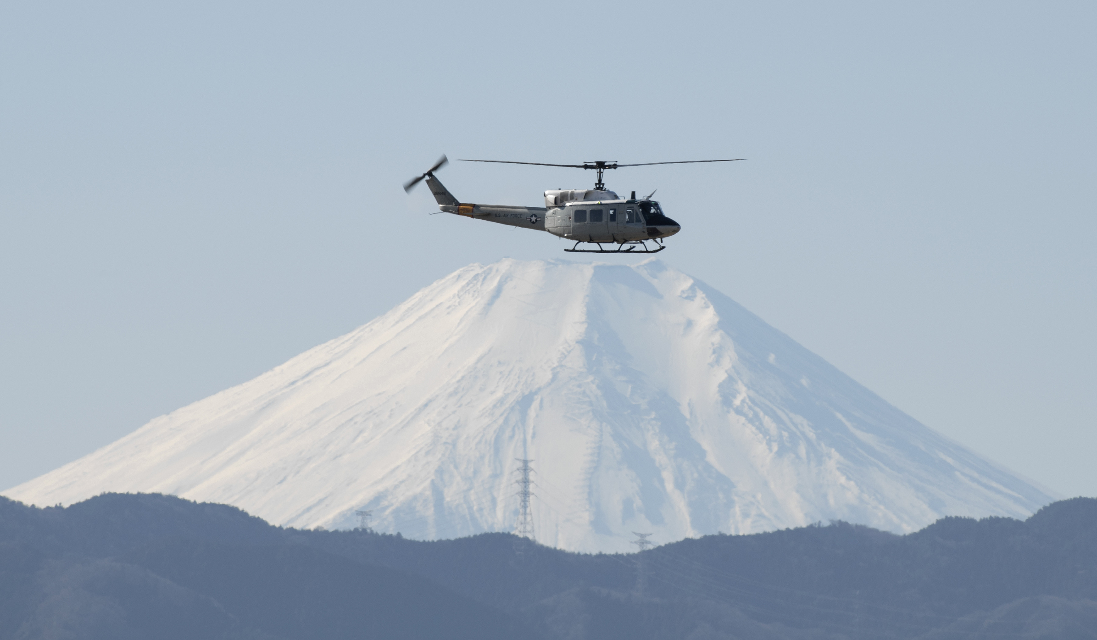 Helicopter over mount Fuji